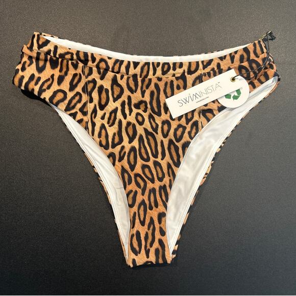 NWT Swiminista Leopard Print Bikini Bottoms – Size Small, High Waist - Picture 1 of 4
